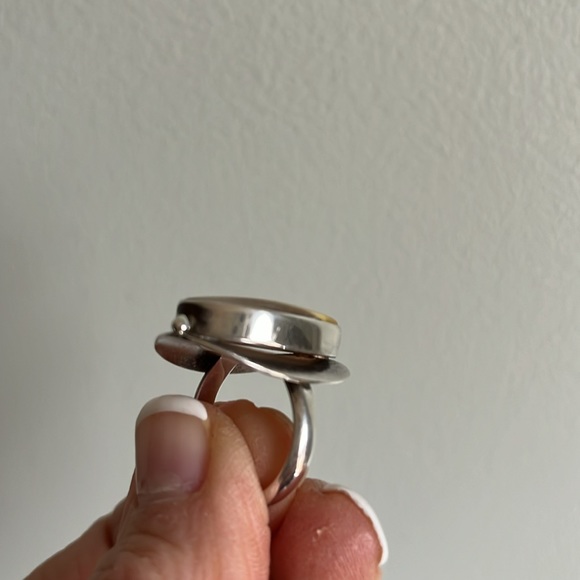 Cognac Baltic Amber 925 Silver Ring 15g Baltic Amber Ring